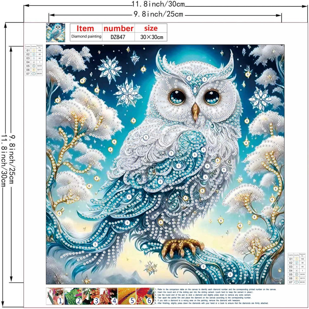 ZHUDENGXJL Special Shape Diamond Art Kits for Adults Beginners, 5D Diamond Painting Kits for Owl,DIY Gem Art Crystal Rhinestones Painting Kit for Adults Home Wall Decor 12 X 12inch ZHUDENGXJL