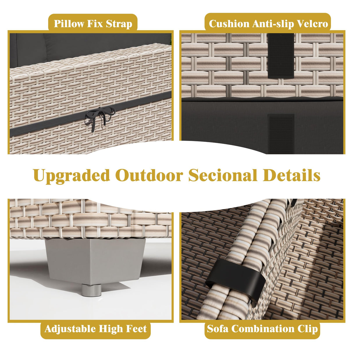 Aukreolis 10 Pieces Patio Furniture Set, Outdoor Sectional Wicker Sofa with Thick Cushions and Storage Coffee Table, Rattan Patio Conversation Sets for Deck Yard Poolside, Black Aukreolis