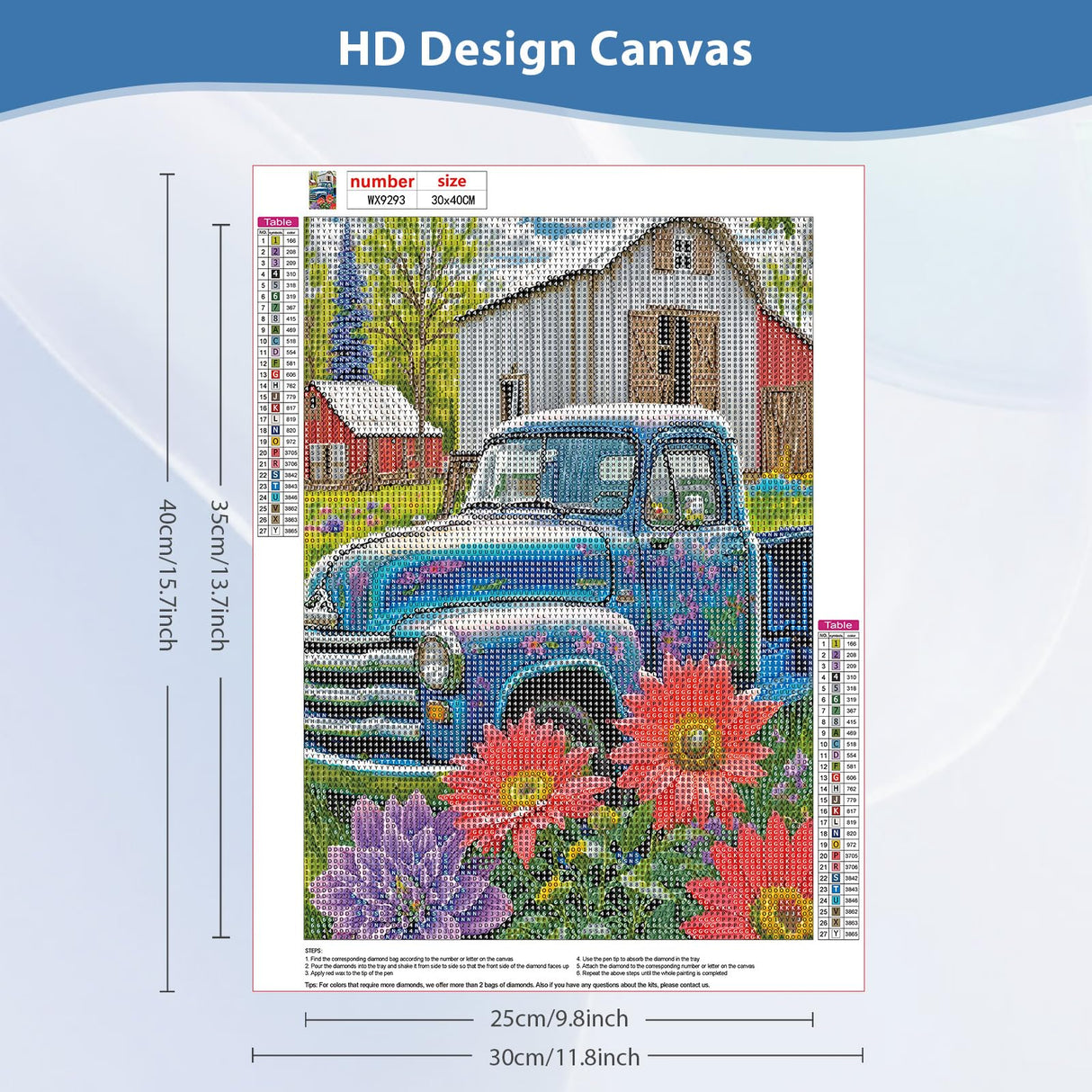 DOMROM Truck Diamond Painting Kits for Adults, Flowers Truck 5D Diamond Art Kits for Beginner, DIY Full Drill Diamond Dots Paint by Diamonds Gem Art and Crafts for Home Decor 12x16 inch DOMROM