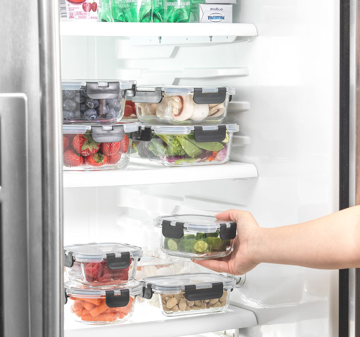 JoyJolt JoyFul 24pc(12 Airtight, Freezer Safe Food Storage Containers and 12 Lids), Pantry Kitchen Storage Containers, Glass Meal Prep Container for Lunch, Glass Storage Containers with Lids JoyJolt