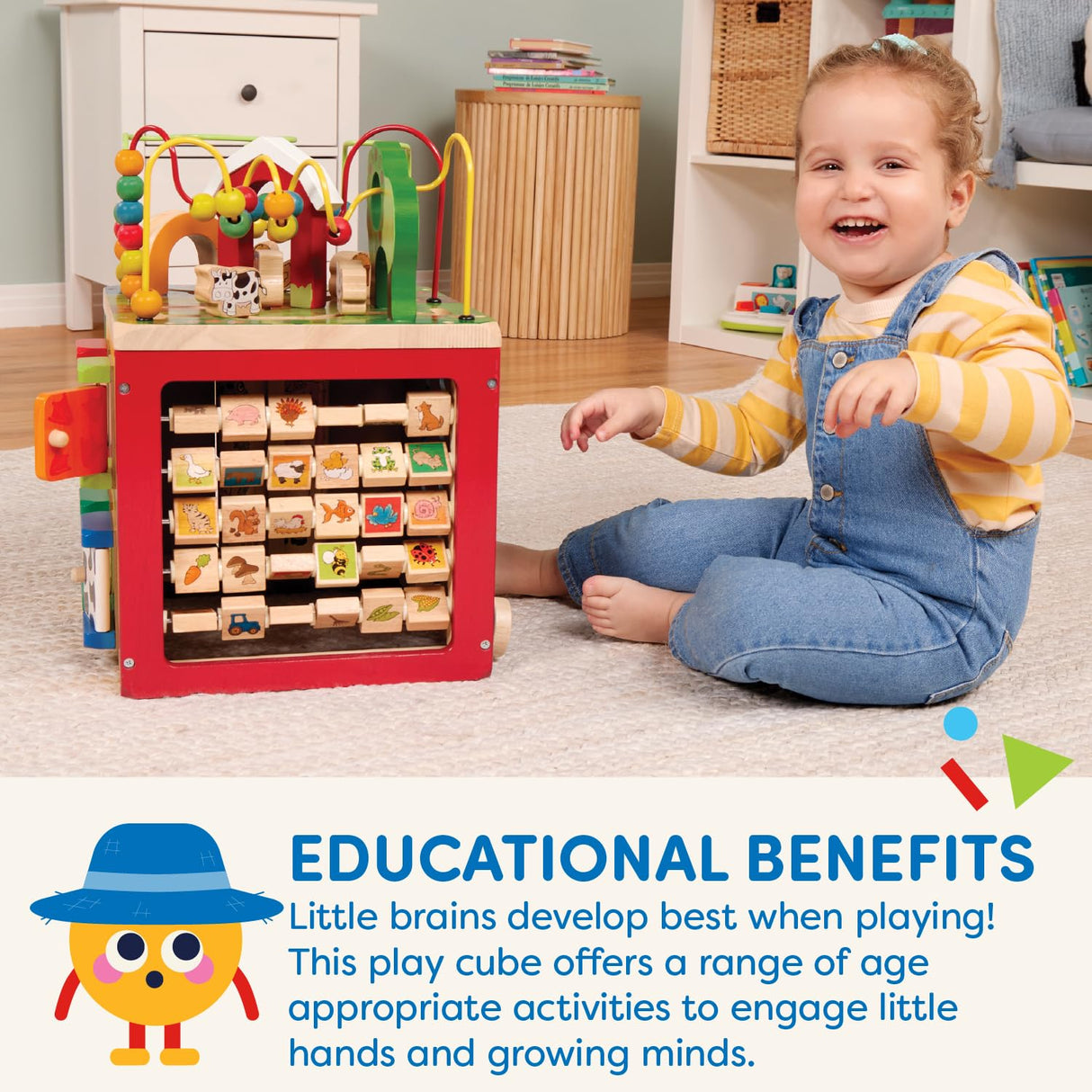 Battat - Activity Cube With Farm Theme - Educational Wooden Toys For Toddlers And Kids - 1 Year + Battat
