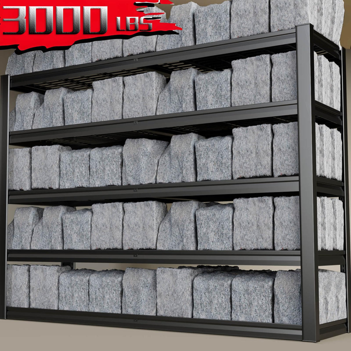 SKZNSA 68" Wide Heavy Duty Garage Shelving Units, 5-Tier Deep Storage Shelves,Black Metal Garage Shelves,Steel Shelf,Large Storage Rack,Industrial Shelving for Shop, 68" W x 20" D x 84" H SKZNSA