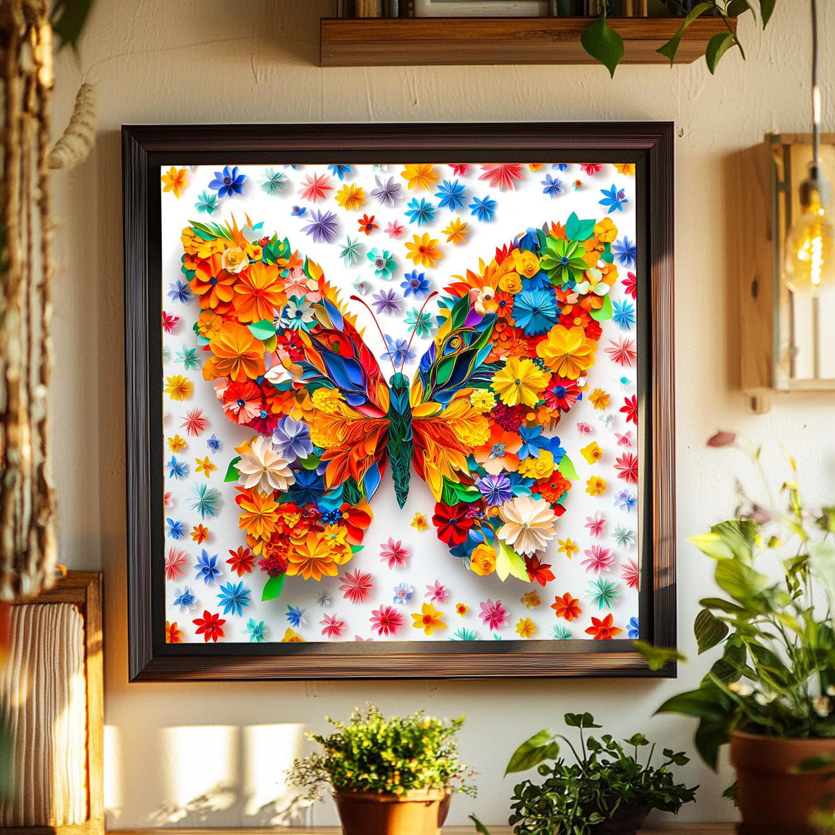 Bgraamiens Puzzle-Paper Art Butterfly-1000 Pieces Paper Flower Butterfly Puzzle for Adults, Unique Flowers Art Puzzle, Impossible Puzzle Color Challenge Puzzle for Adults Bgraamiens