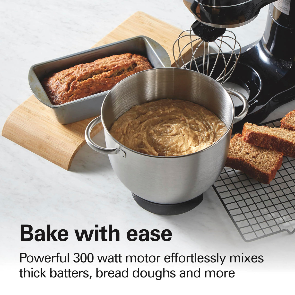 Hamilton Beach Electric Stand Mixer, 4 Quarts, Dough Hook, Flat Beater Attachments, Splash Guard 7 Speeds with Whisk, Black with Top Handle Hamilton Beach