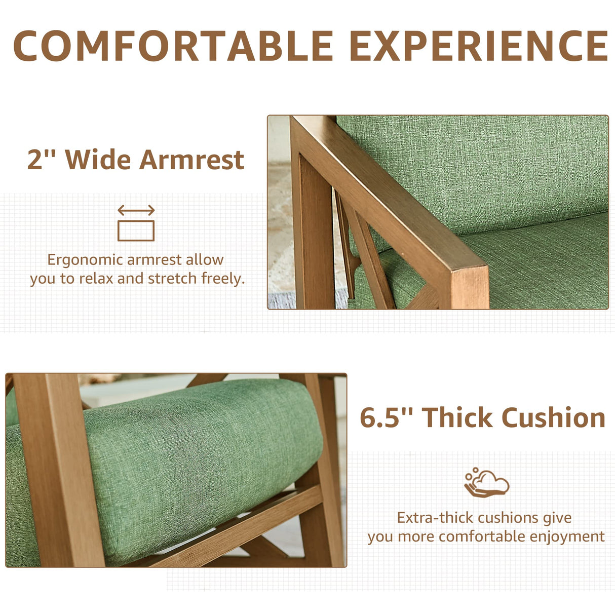 NATURAL EXPRESSIONS Rocking Bistro Set, 3 Piece Outdoor Patio Conversation Furniture Set with 2 Rockers and 1 Metal Coffee Table with Thick Cushions for Backyard,Porch,Poolside,300lbs NATURAL EXPRESSIONS