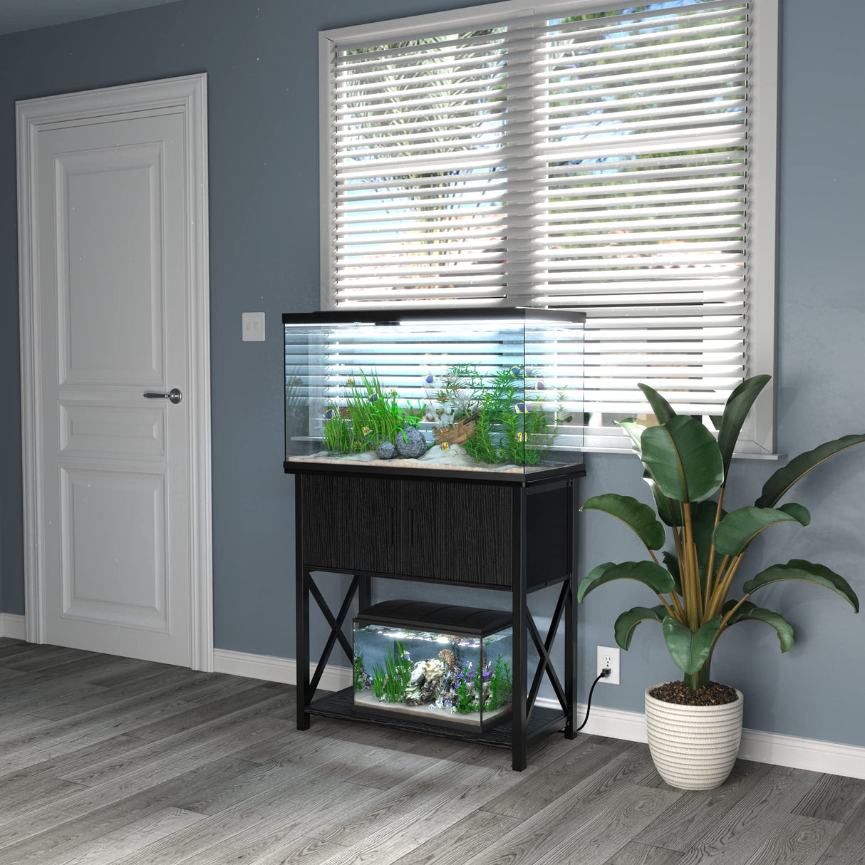 29 Gallon Aquarium Stand, Metal Fish Tank Stand with Cabinet Storage, for 20 Gallon Long Aquarium,30.7" L*12.6" W Tabletop,330LBS Capacity GDLF