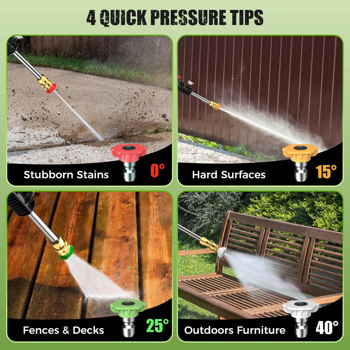 Electric Pressure Washer - GUIFIN Portable Power Washer with Soap-Adjustable Tank, Steel Spray Wand, 4 Pressure Tips, 6.6 FT Inlet & 23 FT Outlet Hose, 3800PSI & 2.4GPM, for Patio/Car/Driveway/Fence GUIFIN