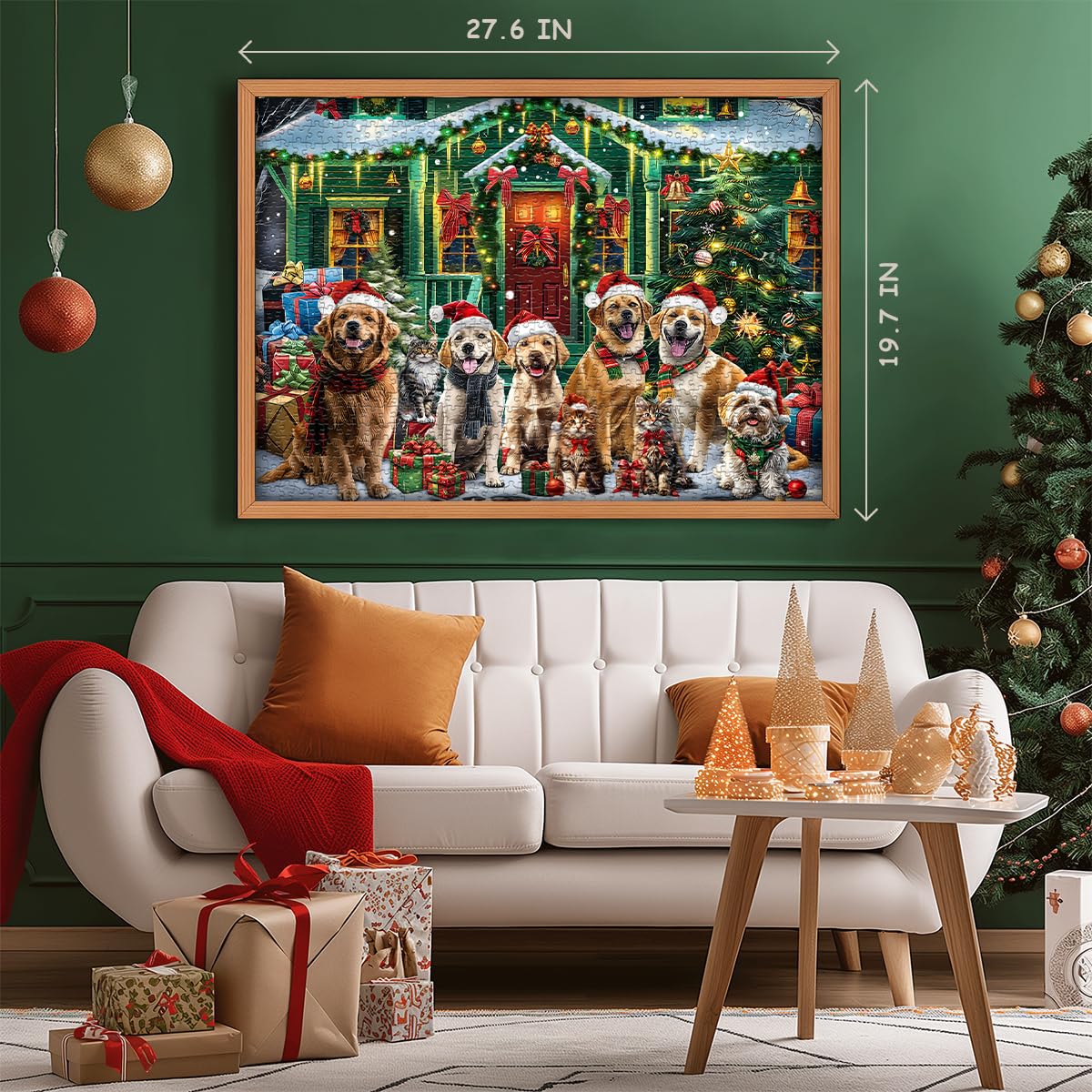 PICKFORU Christmas Puzzles 1000 Pieces, Dog Puppy Puzzle for Adults, Cat Jigsaw Puzzles Winter Holiday, Animal Challenging Puzzles for Adults PICKFORU