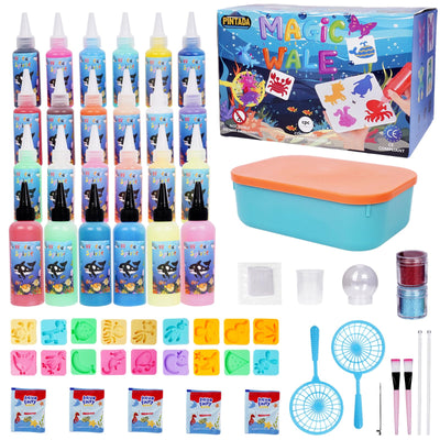 Pintada Magic Water Gel Kit for Kids – Create Squishy Water Pets with 24 Colorful Gels & 18 Molds! DIY Science Toys, Sensory Play, Glow in The Dark Crafts for Girls Boys Ages 6-12