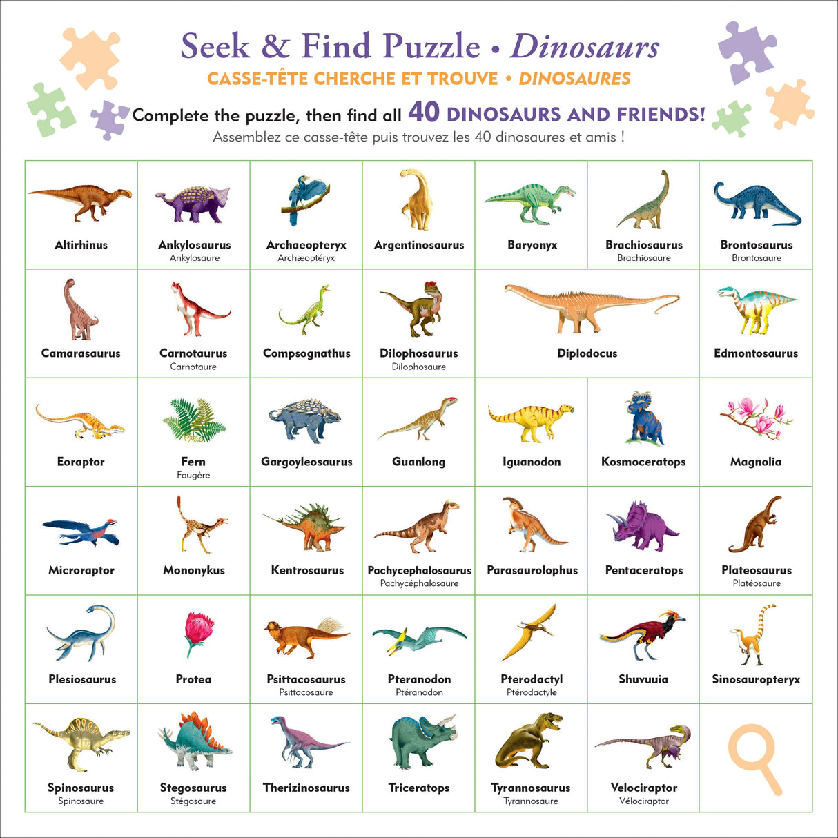 Dinosaurs Seek & Find 100-Piece Jigsaw Puzzle PETER PAUPER PRESS