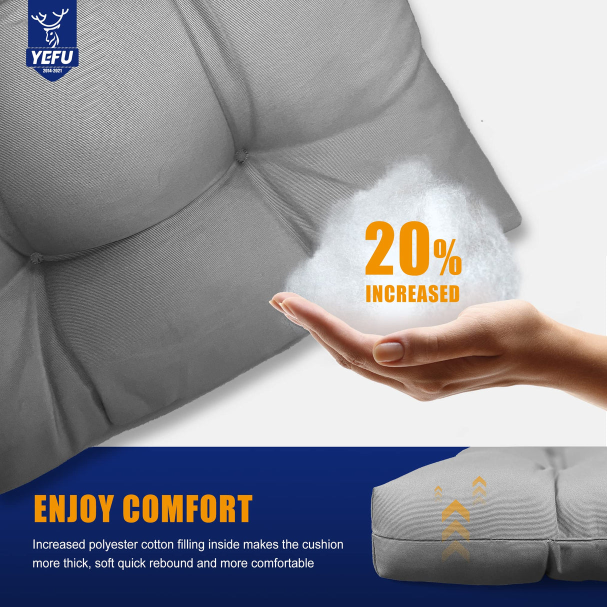 YEFU Adirondack Chair Cushion, Rocking Chair Cushions High Back, Thickened Patio Chair Pad for Indoor and Outdoor, 49x20x5 Inch, Gray YEFU