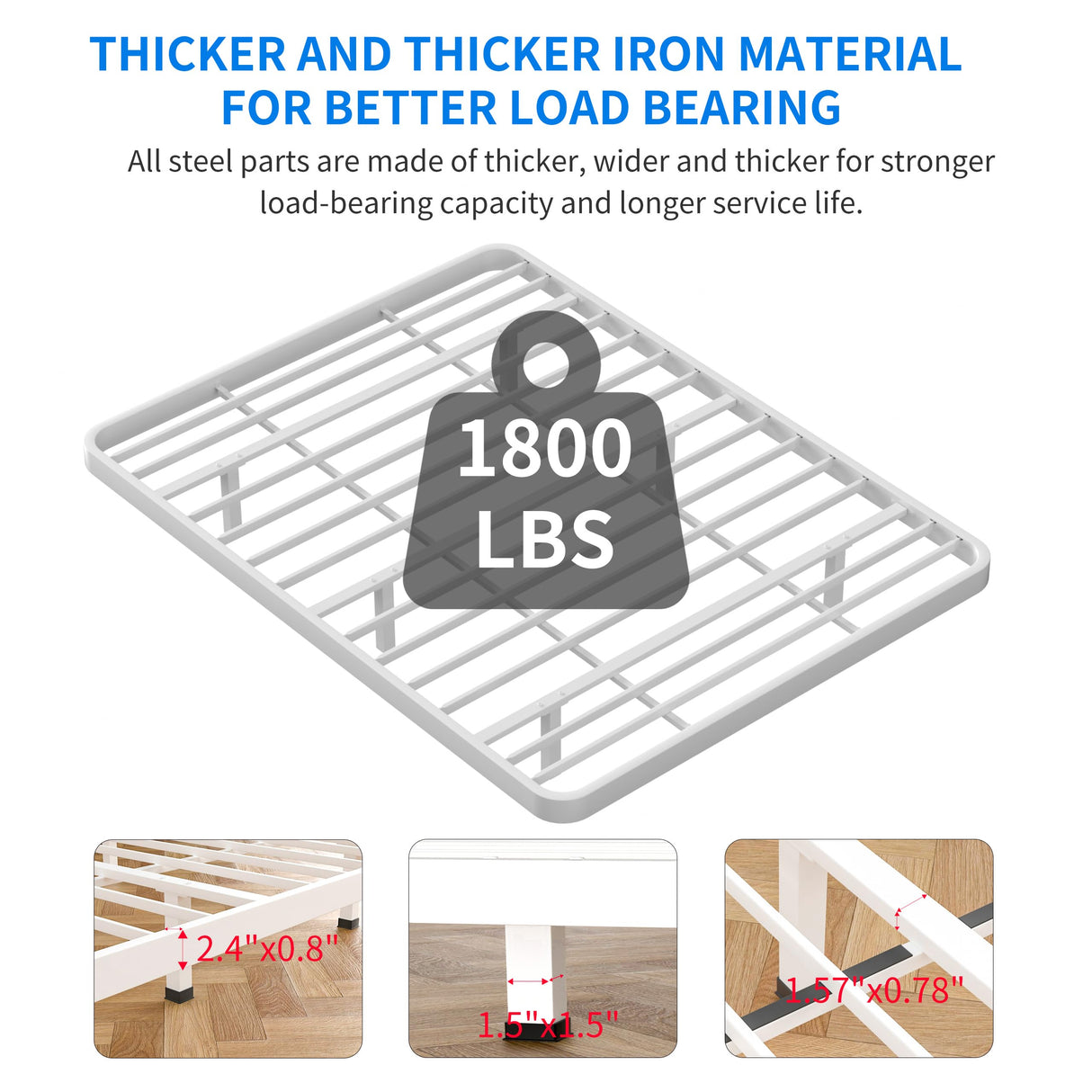 Meitewei King Size Floating Bed Frame with LED Lights - Modern Metal Platform Design, No Box Spring Needed, Noise-Free Assembly, White Meitewei