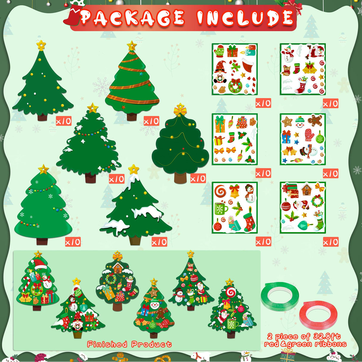 80UncleKimby 60pcs Christmas Crafts for Kids - DIY Xmas Tree Ornaments with Sticker Kits - Set for Holiday Decorations, Party Favors, and Classroom Activities 80UncleKimby