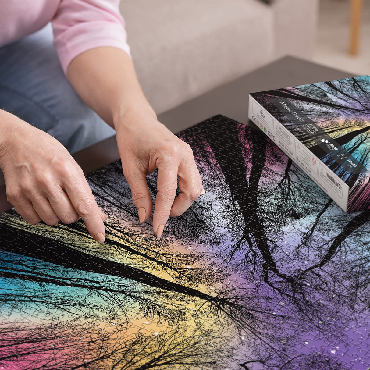 Hard Impossible Puzzles for Adults 1000 Piece, Challenging Difficult Puzzles for Adults, Colorful Gradient Jigsaw Puzzle for Adult BBOLDIN