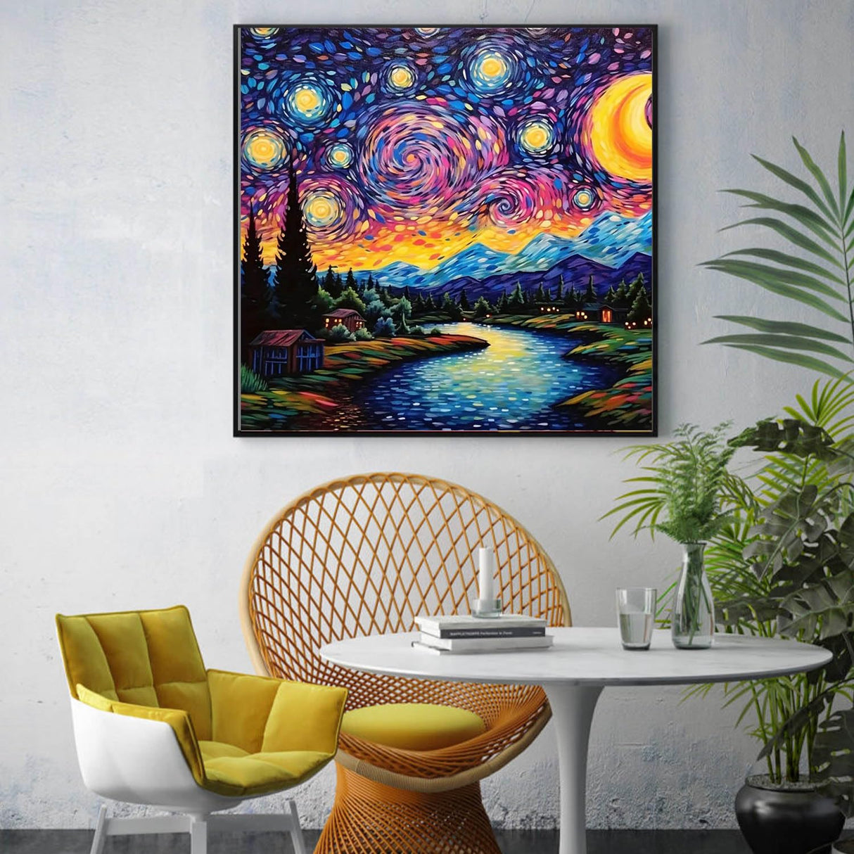 Starry Night Diamond Painting Kits for Adults - Starry Sky Diamond Art Kits for Adults Beginner, Landscape Scene DIY Full Drill Diamond Dots Paintings with Diamonds 5D Gem Art and Crafts 14x14inch HOIYLDS