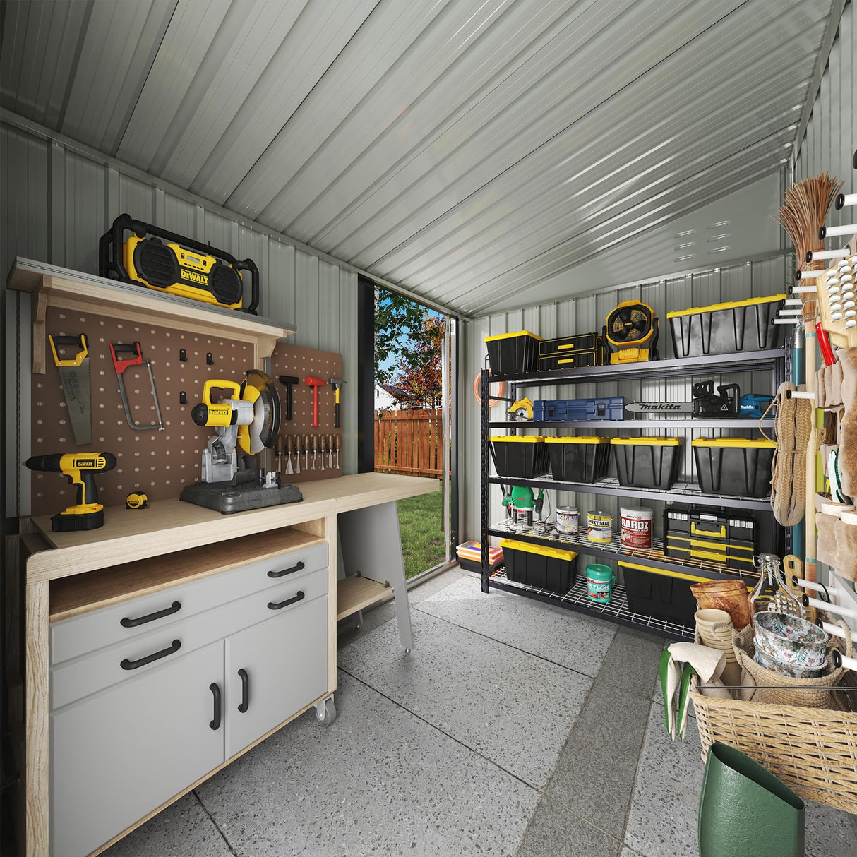 Breezestival 6'x4' Lean to Shed Galvanized Steel Storage Sheds with Side Door Waterproof Utility Shed with Sloped Roof for Mower, Bike, Garden Tools (Brown) Breezestival