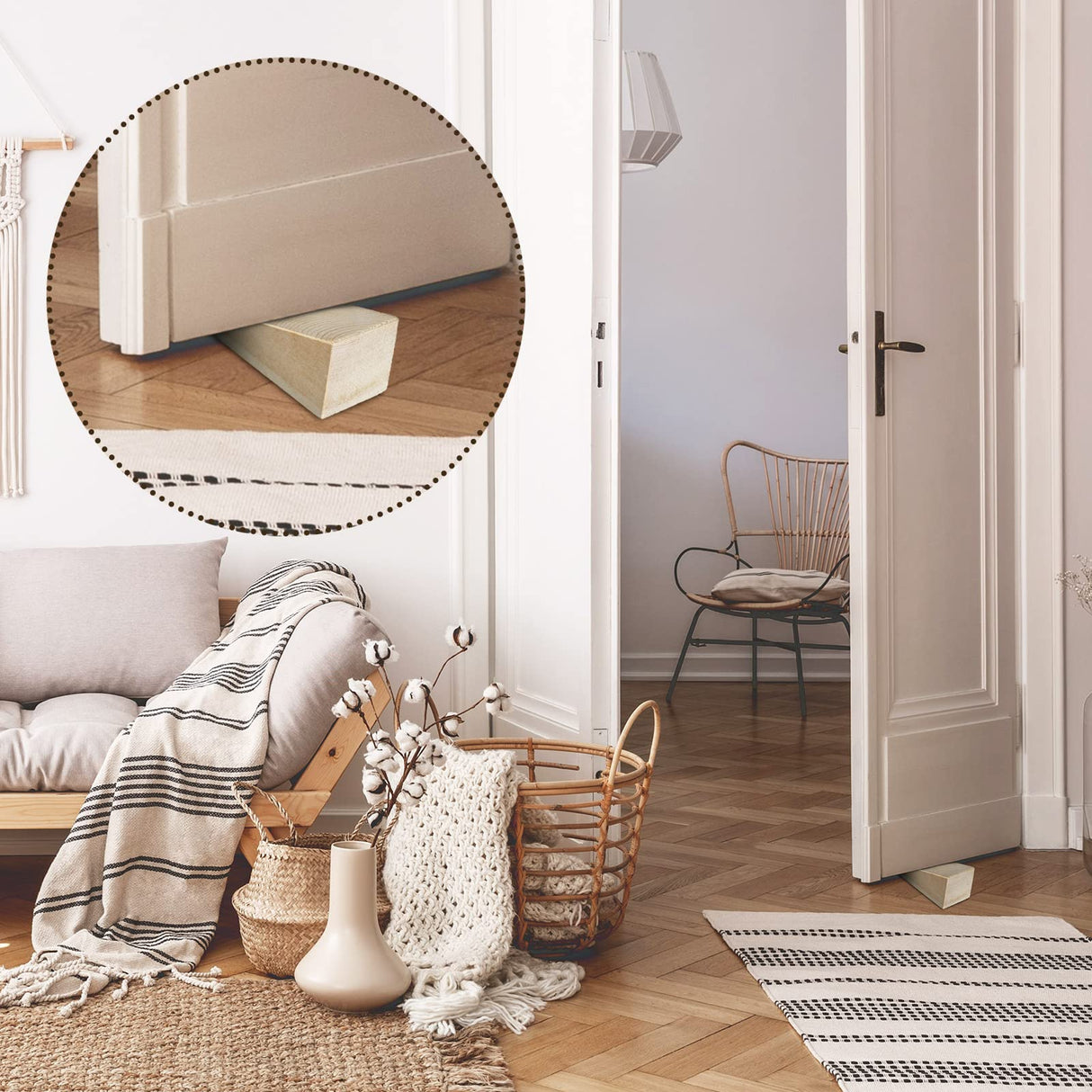 6 Pcs Wooden Door Stopper Wedge Non Slip Firefighter Wood Door Stopper Wedge for Most Surfaces Solid Block Amyhill