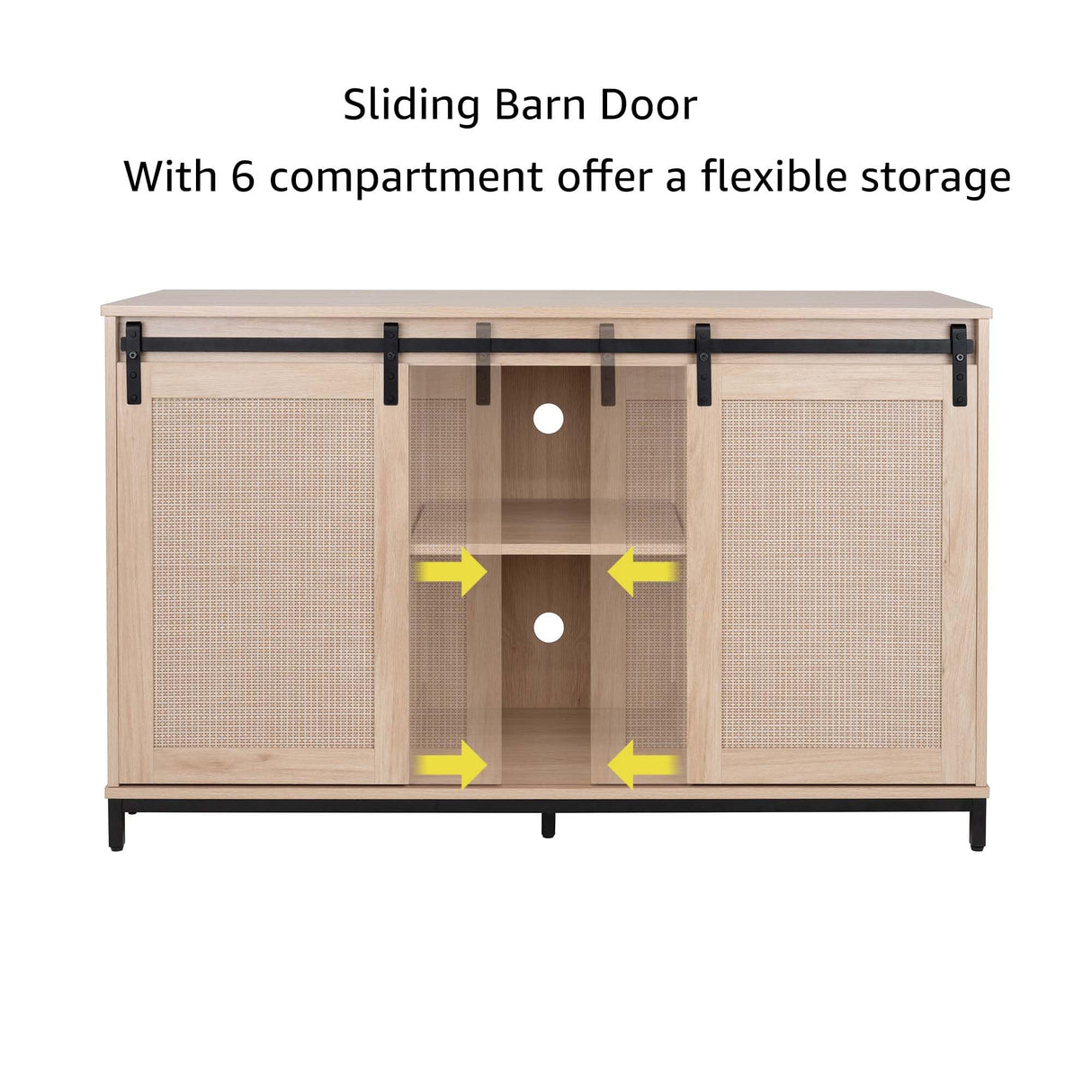 unipaws 50-70 Gallon Fish Tank Stand with Sliding Barn Door, Heavy-Duty Metal Frame Aquarium Stand with Cabinet, Reptile Tank Stand unipaws