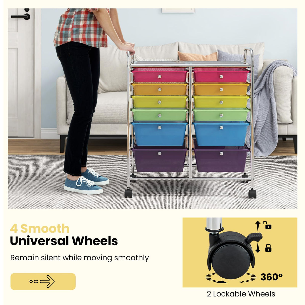 Giantex 12 Drawer Rolling Storage Cart Tools Scrapbook Paper Office School Organizer (Multi-Color) Giantex