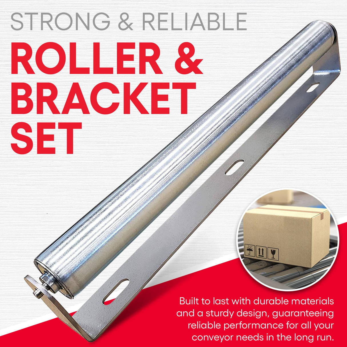 Ultimation Pack of 2 | 10" Long Roller & Bracket Set |1.5" Diameter | Galvanized Steel | Industrial Use | Easy Install | Reliable & Sturdy for Your Conveyor Needs | Can Be Used As Kayak Roller Loaders Ultimation