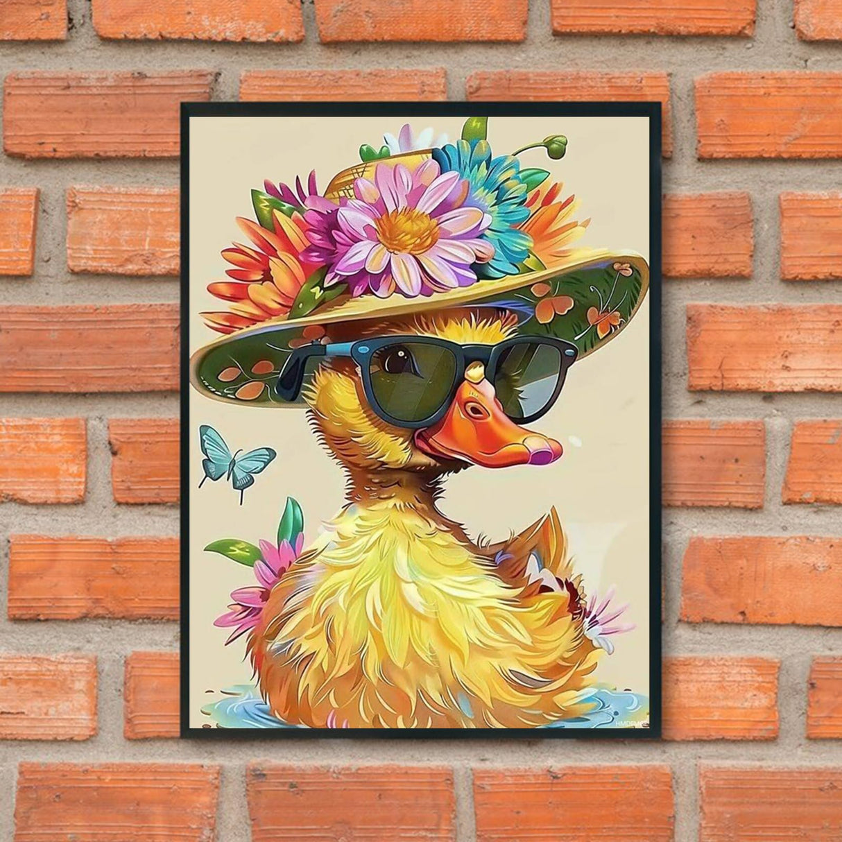 HMDIIMGE 5D Flower Yellow Duck Diamond Art Kits, Crystal Full Round Gemstone Diamond Painting Kits, for Adults Beginners, for Wall Decor Bedroom Decor Or As Gifts 12x16 Inch HMDIIMGE