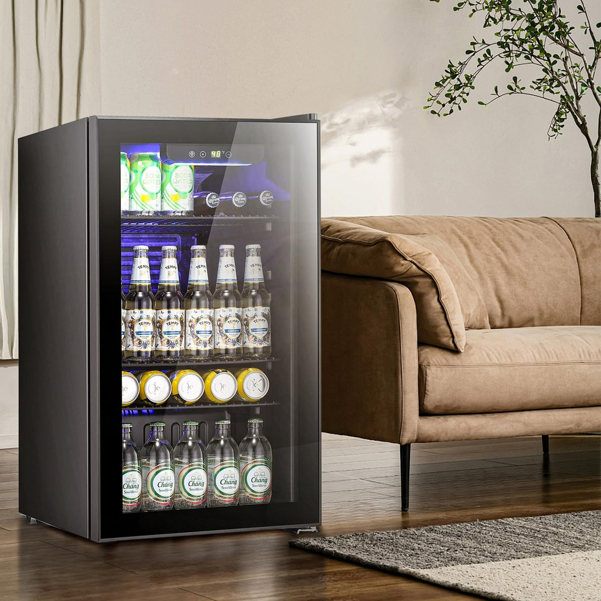 Antarctic Star Beverage Refrigerator -120 Can Mini Fridge for Soda Beer or Wine,Small Drink Dispenser, For Office or Bar with Adjustable Removable Shelves,Convertible Door ,3.2 Cu.Ft Antarctic Star