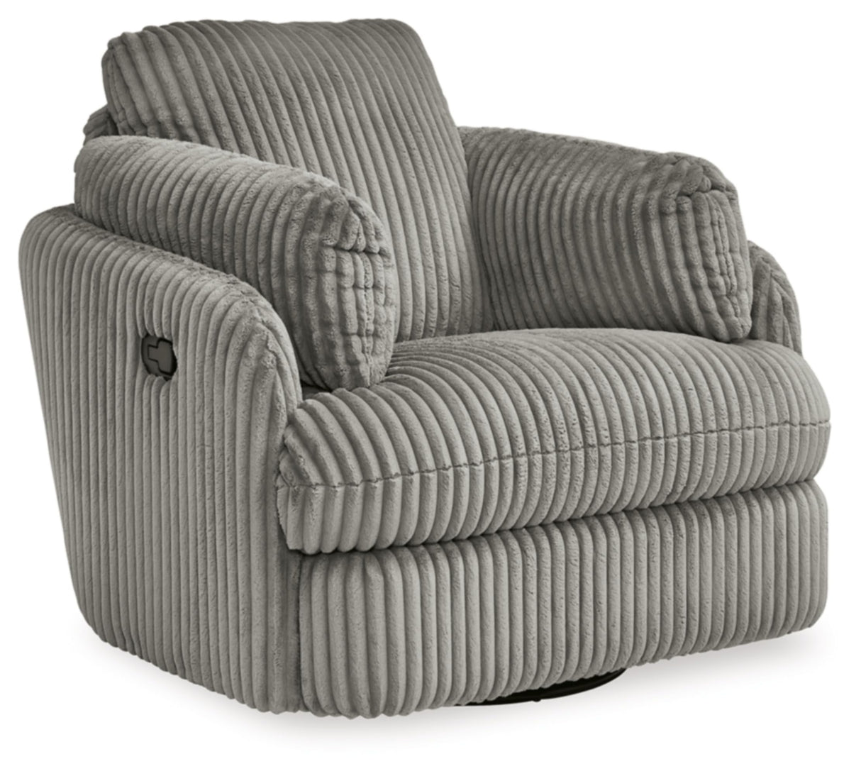 Signature Design by Ashley Tie-Breaker Casual Manual Press-Back Swivel Glider Rocker Recliner with 2 Bolster Pillows and Hidden Storage, Light Gray Signature Design by Ashley