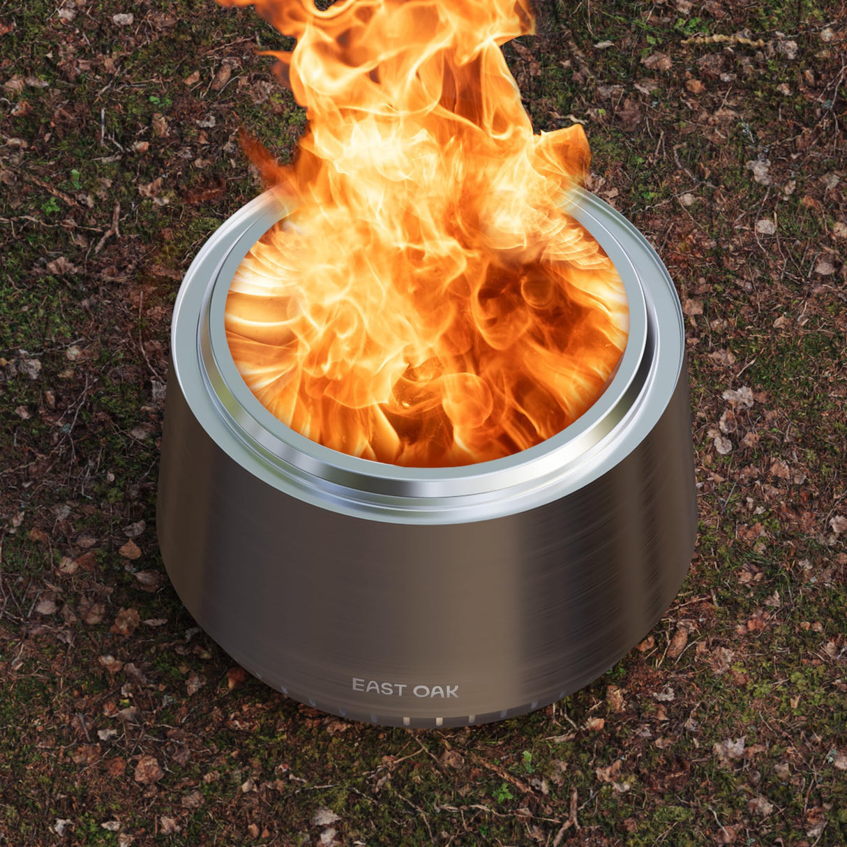 EAST OAK Fuoco Smokeless Fire Pit 21'' for Patio and Outdoor, Stainless Steel Firepit Wood Burning Fireplace with Carrying Bag, Portable Outdoor Fire Pit with Stand & Removable Ash Pan for Outside EAST OAK