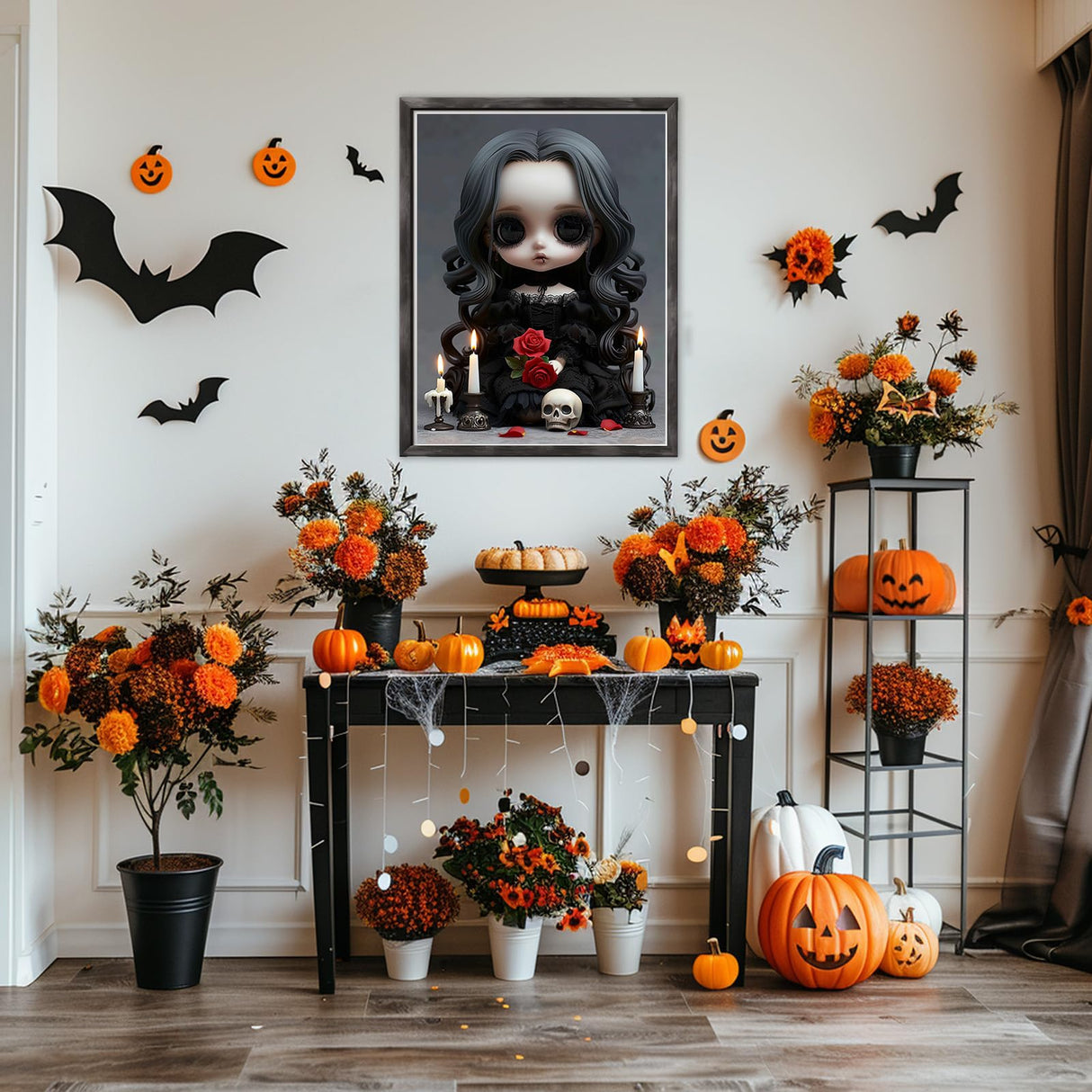 DOMROM Gothic Diamond Painting Kits for Adults, 5D Diamond Art Kits for Beginners, DIY Dark Round Full Diamond Gemstone Art Rhinestone Painting for Wall Decoration 12x16inch DOMROM