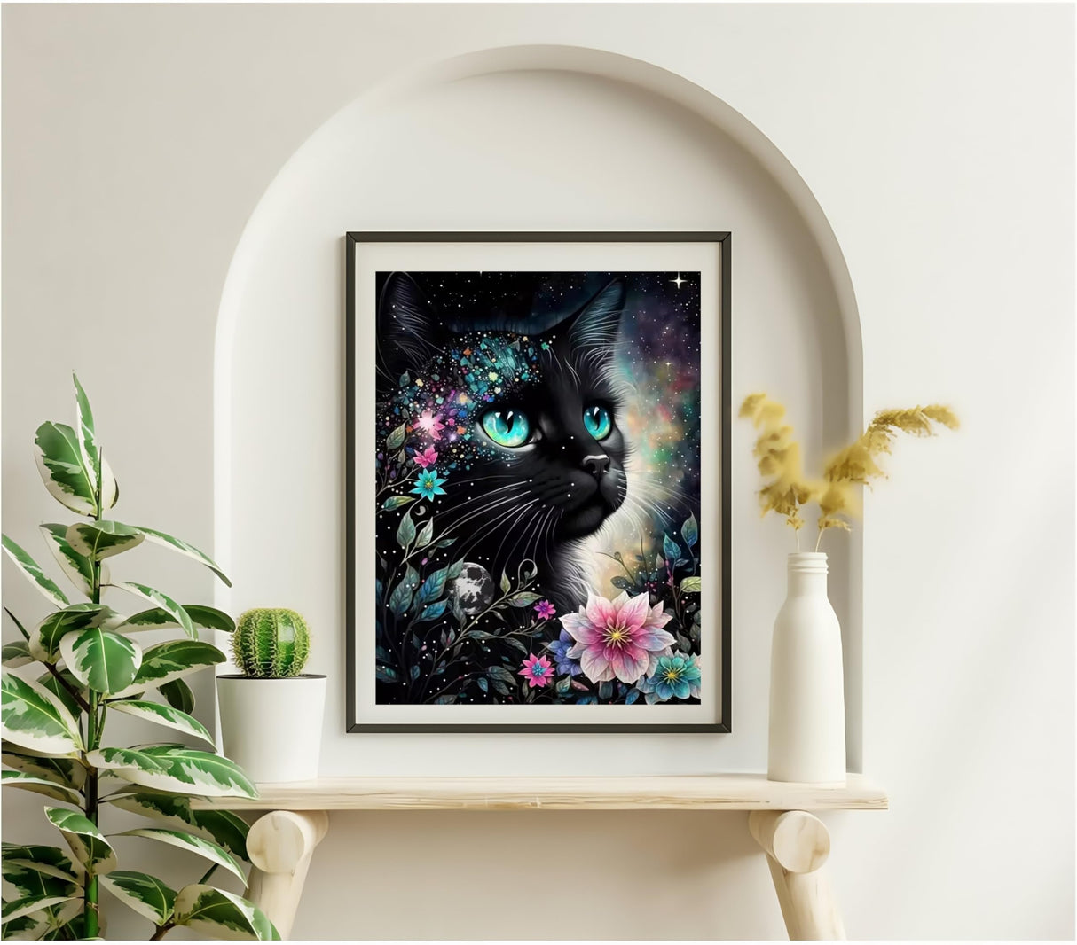 CSZPPQAF 5D Diamond Art Kits for Adults, Black Cat Flower Diamond Painting Kits for Adults Beginner, 5D DIY Full Drill Diamond Dots Paint by Diamonds Gem Painting for Home Decor 12x16 Inch CSZPPQAF