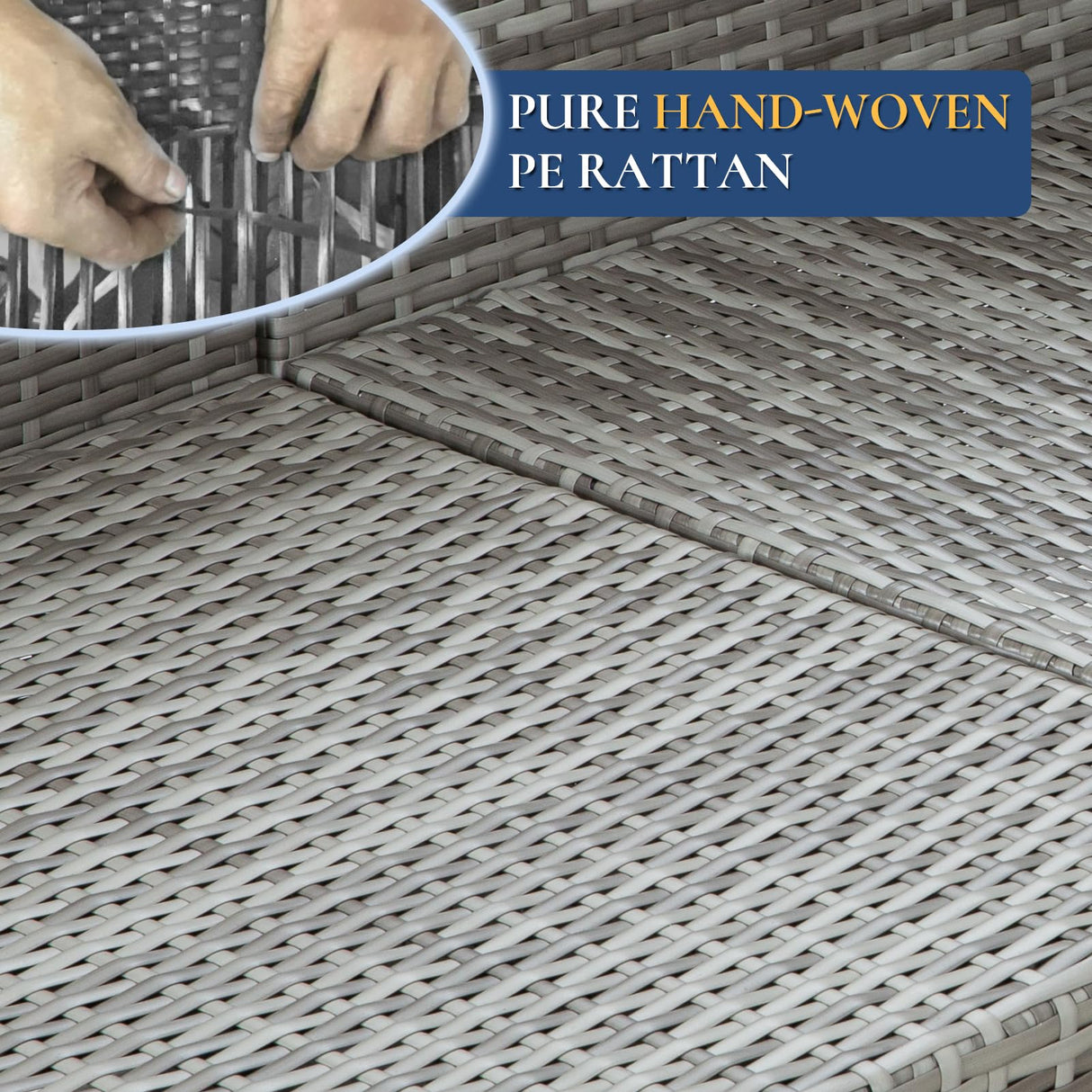 FHFO 10 Pieces Outdoor Patio Furniture Set with Swivel Chairs, Wicker Sectional Sofa Set Rattan Modular Patio Conversation with Cushions Couch & Coffee Table for Garden, Balcony, Porch, Grey-Blue FHFO