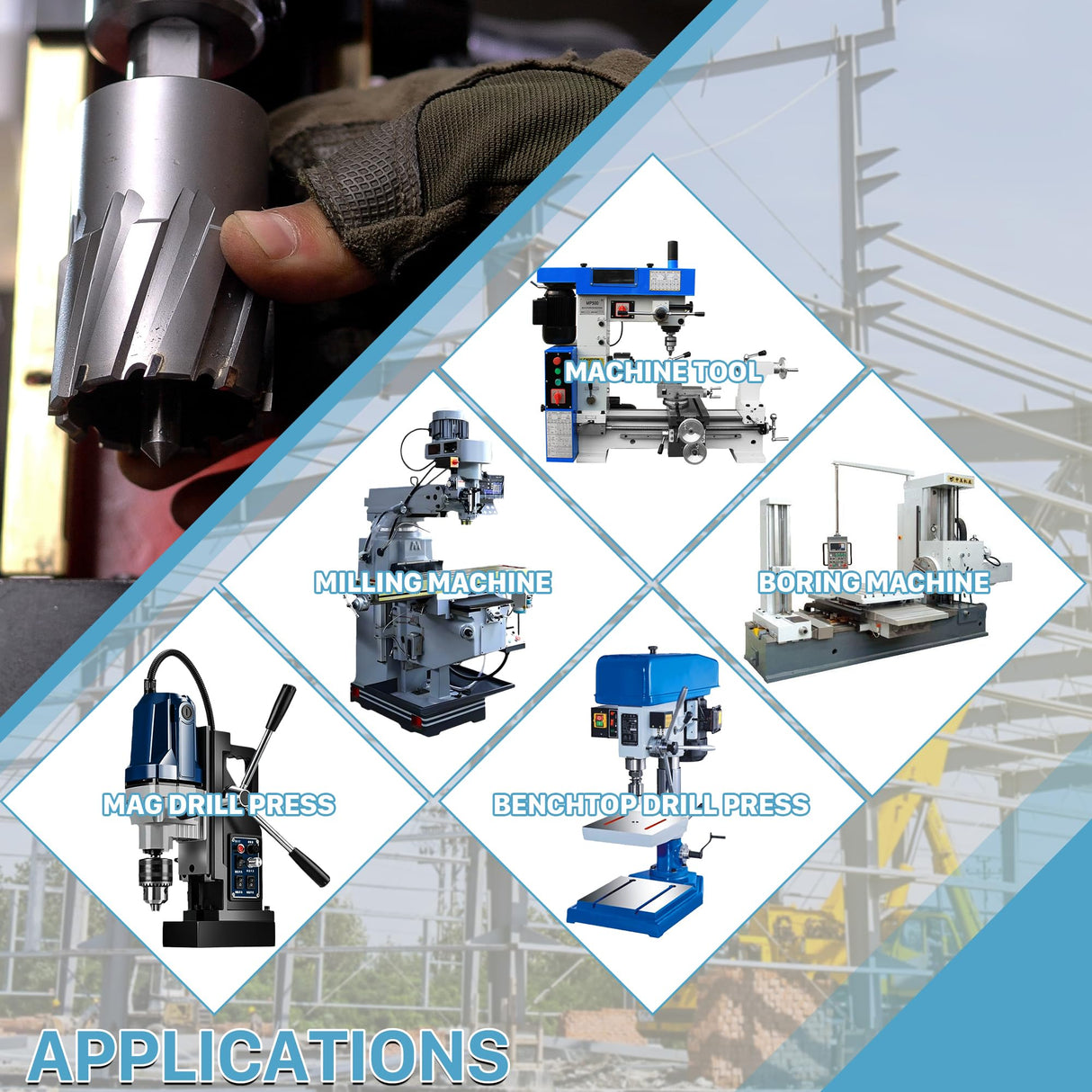 KEENTECH Carbide-Tipped Annular Cutter, 3/4" Diameter x 2" Depth, 3/4" Weldon Shank (2 Flat), High Speed Cutting TCT Mag Drill Bit with Pilot Pin for Harder Material, Stainless Steel, Cast Iron KEENTECH