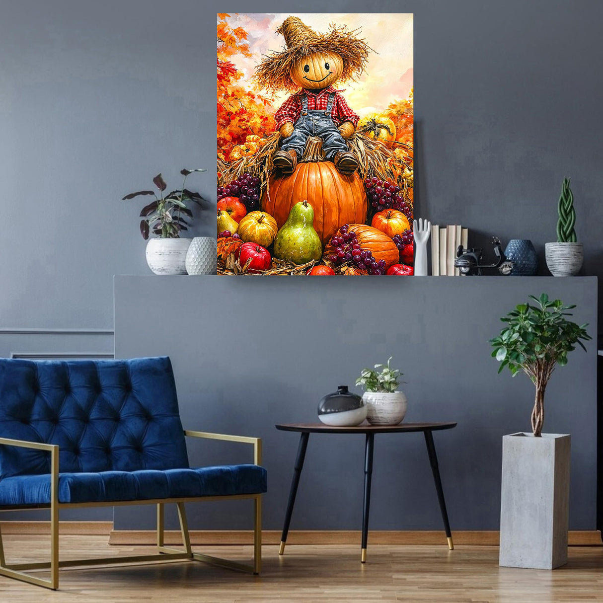 Zythron Halloween Diamond Art Kits for Adults DIY 5D Scarecrow Pumpkin Fall Diamond Art Paint with Diamond Painting Full Drill Gem Art Painting Kit for Home Wall Decor Gifts 12x16 in Zythron