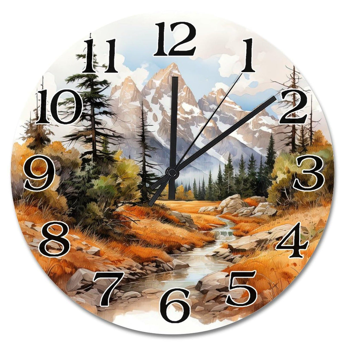 Guangpat Grand Teton National Park Tourist Attraction Wall Clock Grand Teton National Park Large Wooden Wall Clocks 15 Inch Modern Home Decor for Kitchen Bedroom Living Room Office Guangpat
