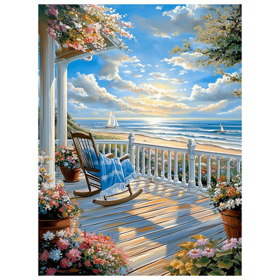 Landscape Paint by Numbers for Adult, Paint by Numbers Kit for Adults Beginners, DIY Beach Acrylic Painting on Canvas for Home Wall Art Decor 16x20Inch