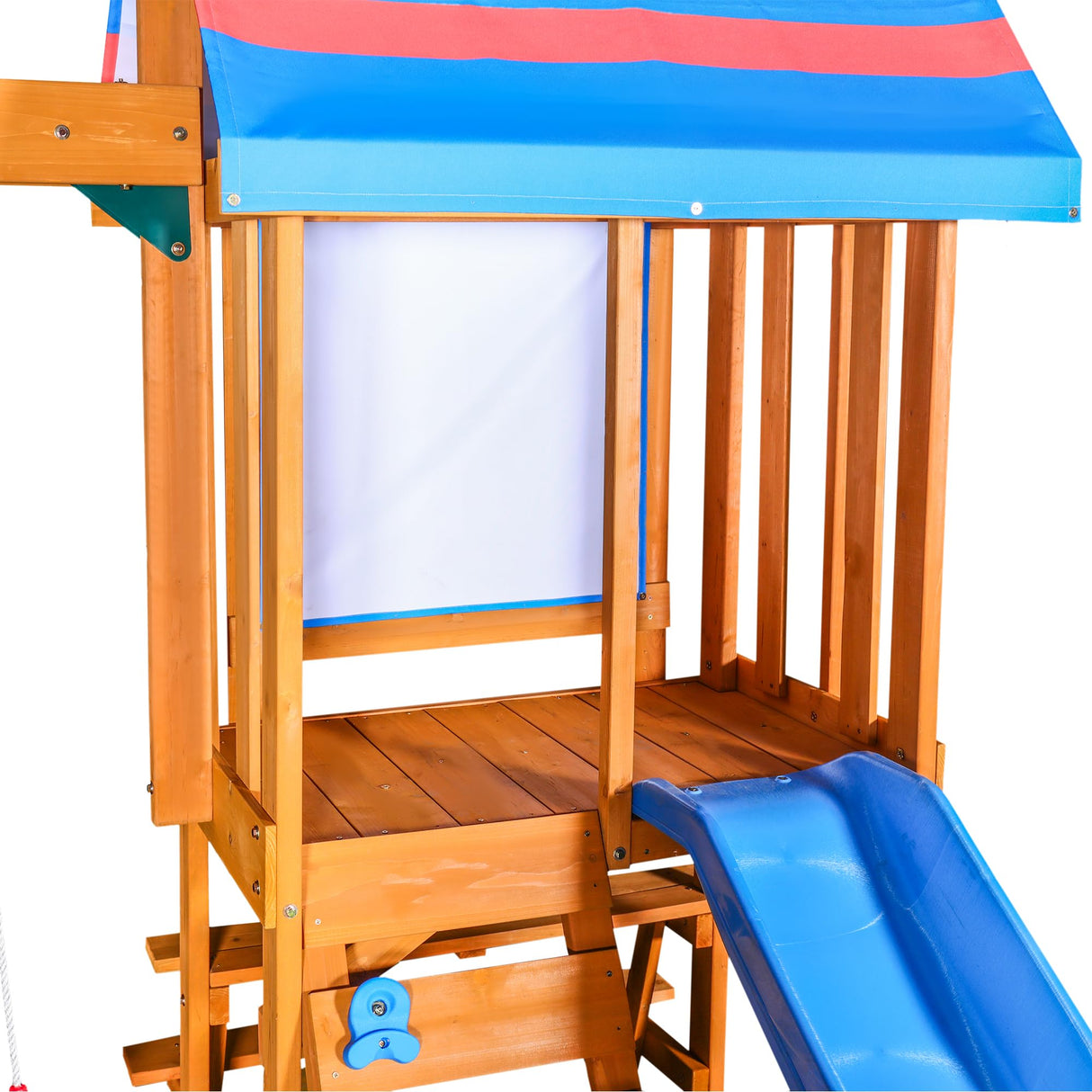 Merax Wooden Playground Sets for Backyards, 3 in 1 Swing and Slide and Climber Set Outdoor Playset for Garden Backyard, Blue Merax