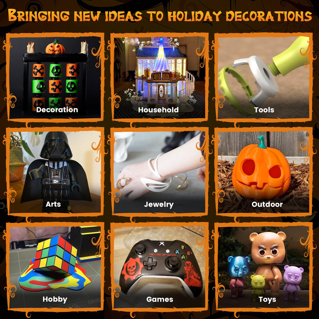 SUNLU 4KG Fluorescent PLA 3D Printer Filament Bundle, PLA Filament 1.75mm, Fit for Most FDM 3D Printer, 1kg Spool, 4Packs, Fluorescent(Purple+Orange+Yellow+Green) SUNLU