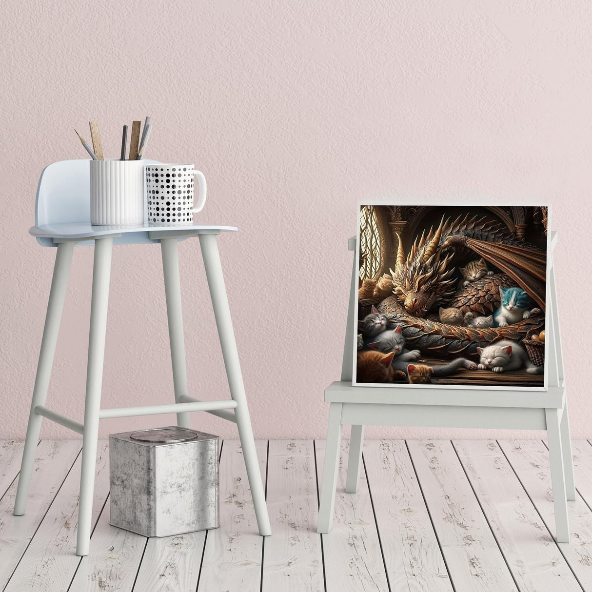 CZYWJMEI 5D Diamond Painting Kits for Adults Beginners,DIY Dragon Cat Diamond Art,Full Round Drill Diamond Dot Gem Art Kits,Home Wall Decor 16x16 Inch CZYWJMEI