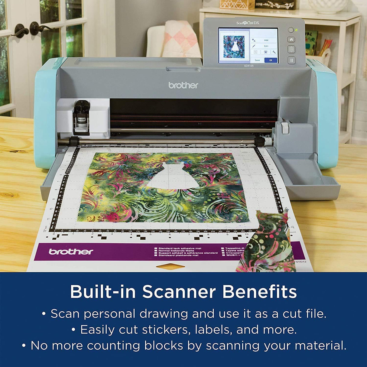 Brother ScanNCut SDX125E Electronic DIY Cutting Machine with Scanner, Make Custom Stickers, Vinyl Wall Art, Greeting Cards and More with 682 Included Patterns Brother