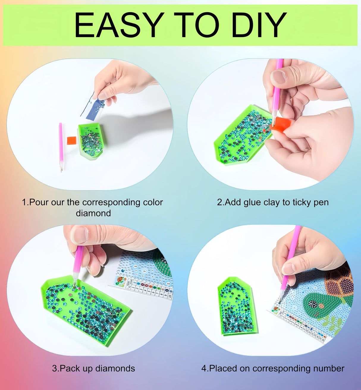 6 Pack Small Diamond Painting Kits for Kids Beginners, 5D Gem Art by Number for Children Ages 6-8-12,Cute Animal Elephant Fun DIY Dot Painting Set,Home Wall Decor 6x6 Inch 5DDIYART