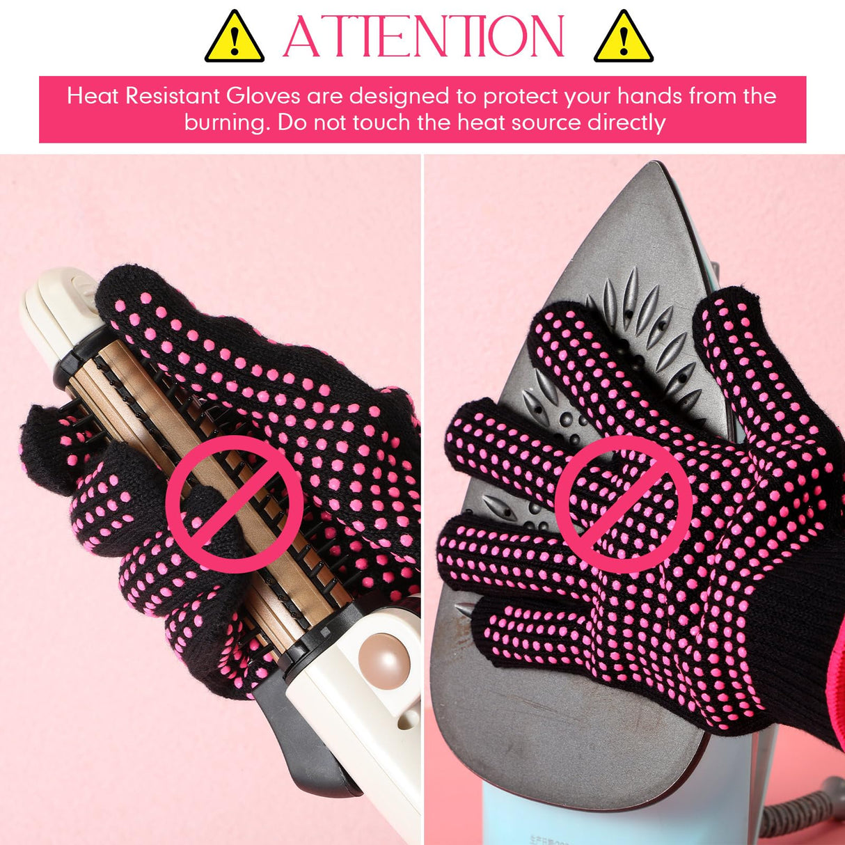 Riyiper 6 Pack Heat Resistant Gloves for Sublimation, Heat Gloves for Sublimation with Silicone Bumps, Heat Resistant Work Gloves for Hair Styling, Universal Fit Size Riyiper