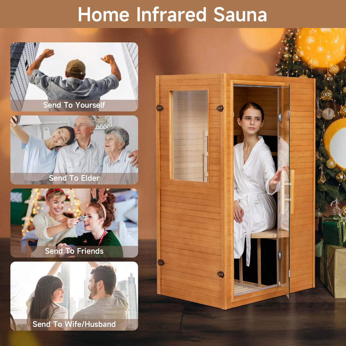 Real Relax Far Infrared Sauna, Home Indoor Sauna Room Canadian Hemlock Wooden Dry Saunas 950W 120V with Control Panel and 6 Low EMF Heaters Panels for Personal Spa Real Relax