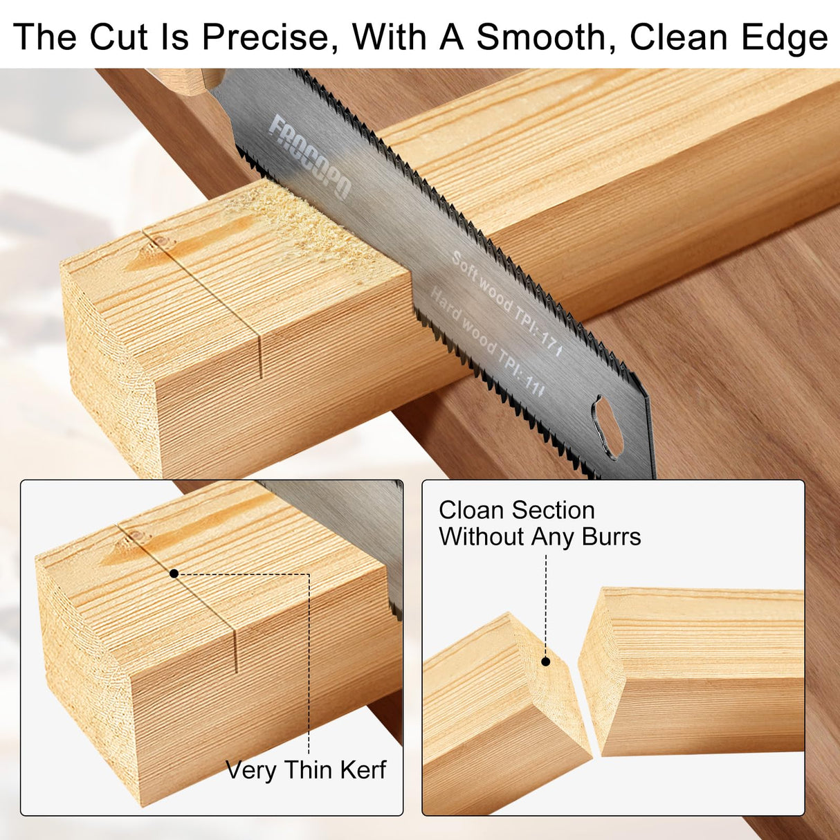 Frocopo Hand Saw Woodworking Tools, 6-Inch Pull Saw, Flexible Double-Edge Blade 17/11 TPI, Japanese Flush Cut for DIY Craft, Non-Slip Wood Handle, Sharp & Lightweight for Woodworking and Garden Trim Frocopo