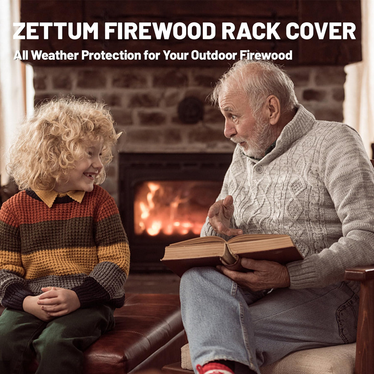 Zettum Firewood Rack Cover 8 Feet - 600D Wood Rack Cover Waterproof & Heavy Duty, 8 Foot Outdoor Log Pile Holder Covers Storage for 8FT Standard Fire Wood Rack Stands (96 x 24 x 49 Inch) Zettum
