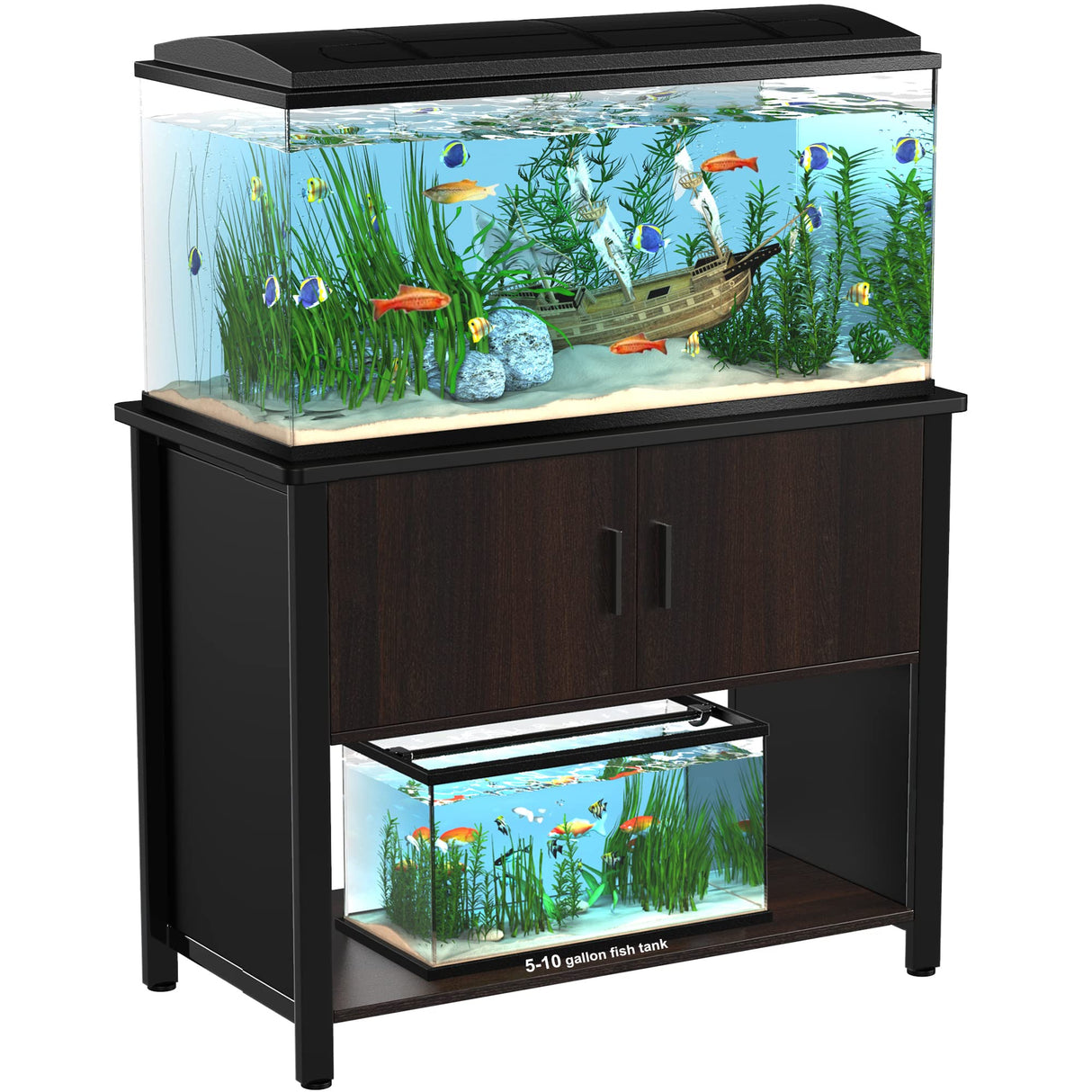 GDLF Metal Aquarium Stand with Cabinet for Fish Tank Accessories Storage, 40 Gallon, Turtle/ Reptile Terrariums GDLF