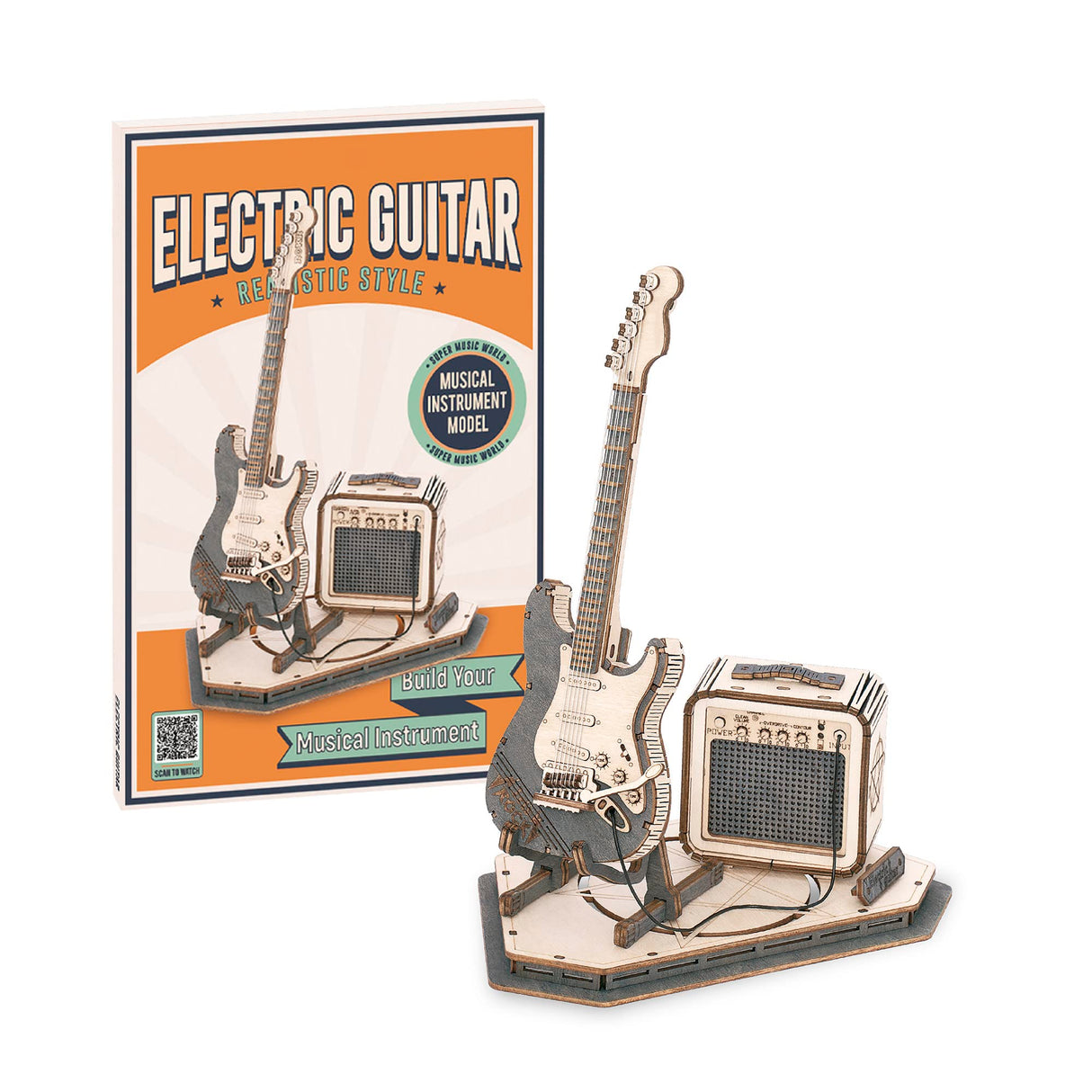 ROBOTIME 3D Puzzle for Kids Wooden Craft Kits DIY Model Guitar Kit to Build Brain Teaser Puzzle Toy Creative Gift for Teens & Adults ROBOTIME