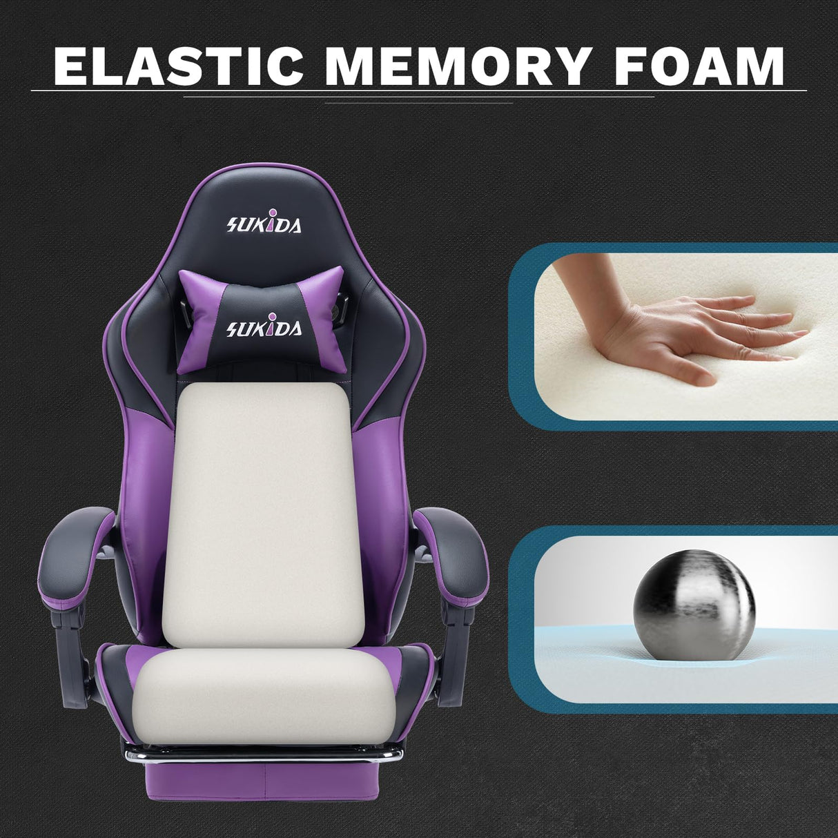 Ergonomic Video Gamer Chairs Gaming Computer Chairs Gamer Chairs for Adults Massage Lumbar Support Swivel Height Adjustable Headrest Backrest SUKIDA