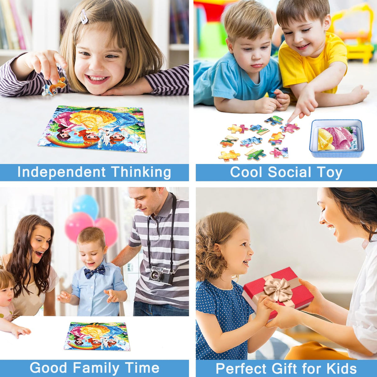 MZZOTOY Princess Puzzles for Kids Ages 4-8, 60 Pieces Jigsaw Puzzles for Kids Ages 3-5 Puzzle for Girls and Boys Learning Educational Puzzles Toys in a Metal Box MZZOTOY
