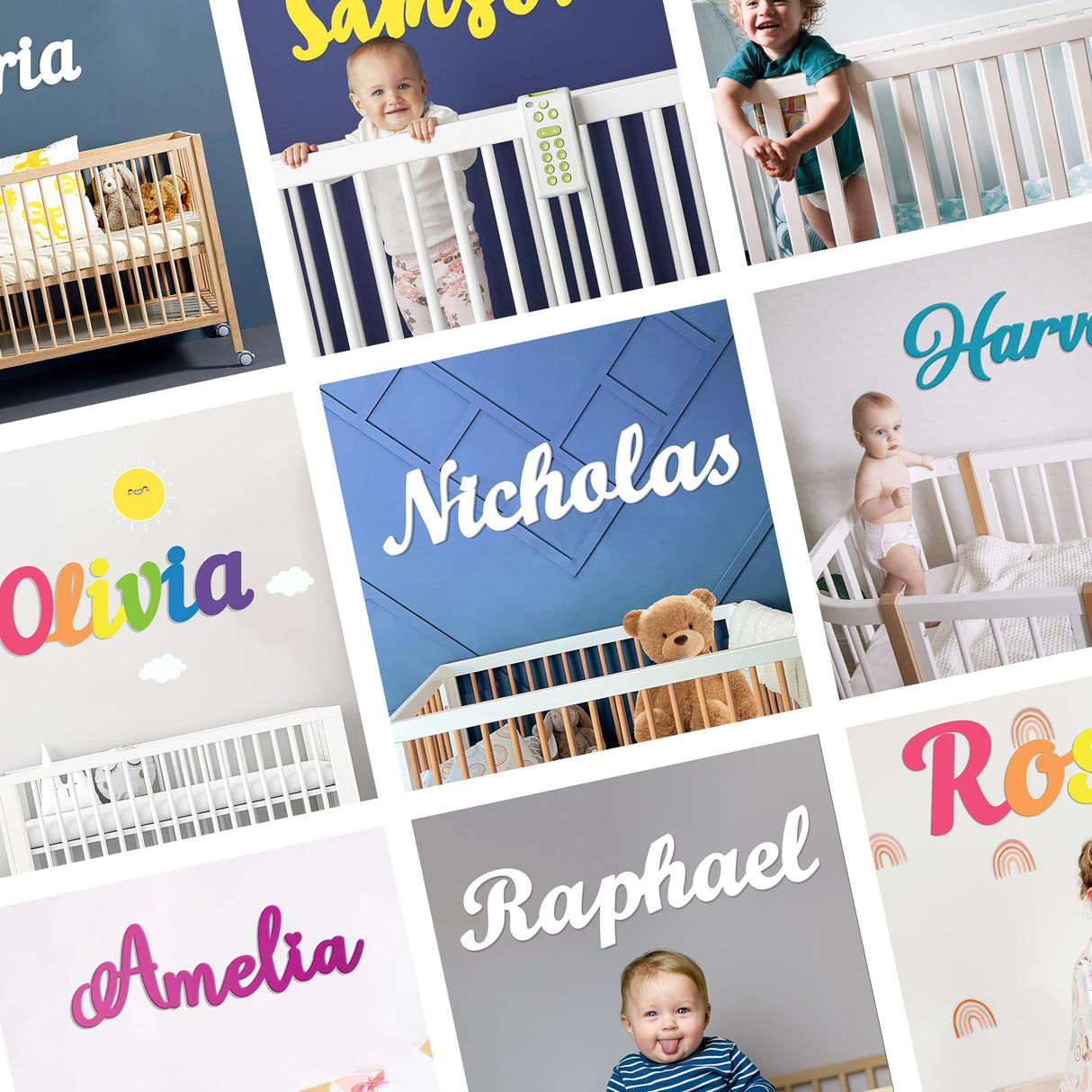 Custom Wood Name Sign For Nursery, 1/3 INCH THICKNESS, Boho Nursery Sign, Family Name Signs, 3D Wall Art for Children & Kids Rooms, Baby Shower, First birthday gift(First Name) Generic