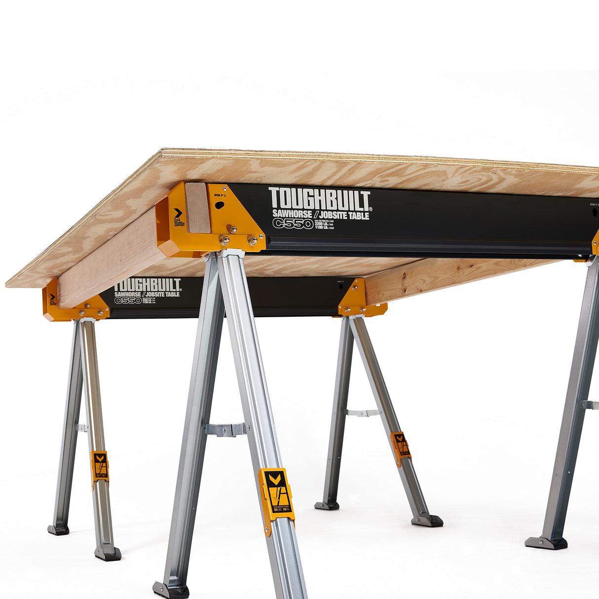 ToughBuilt - Folding Sawhorse/Jobsite Table - Sturdy, Durable, Lightweight, Heavy-Duty, 100% High Grade Steel, 41.5-Inch Easy Carry Handle - (TB-C550) ToughBuilt